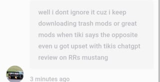 proof that purplevenom doesn't know how to ignore a comment from tiki.