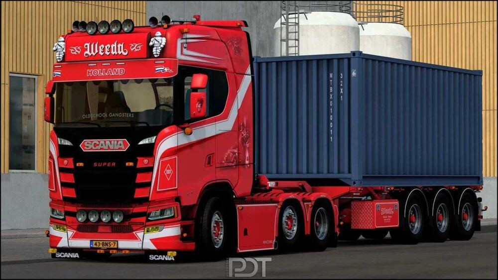 Scania S500 Weeda Oldschool Gangsters + trailer