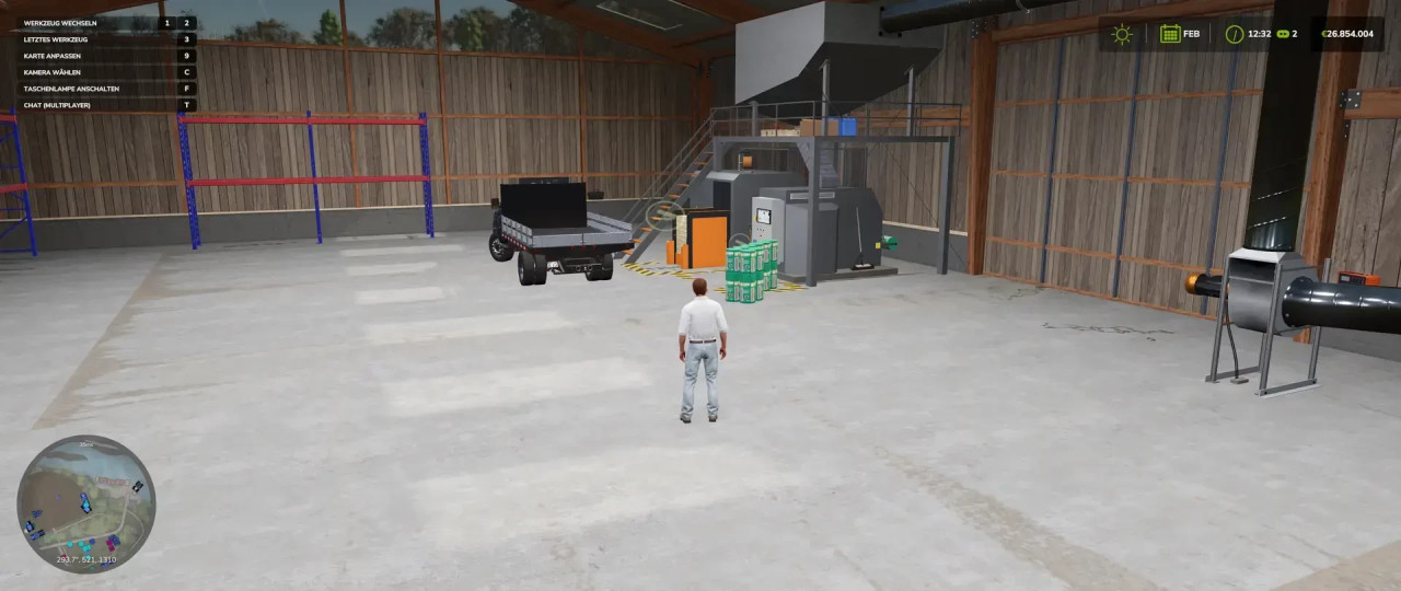 Fully animated wood pellet production plant