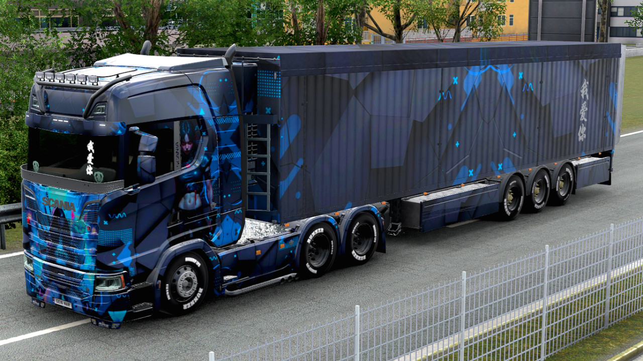 Scania S Blue Cyber Girl Skin