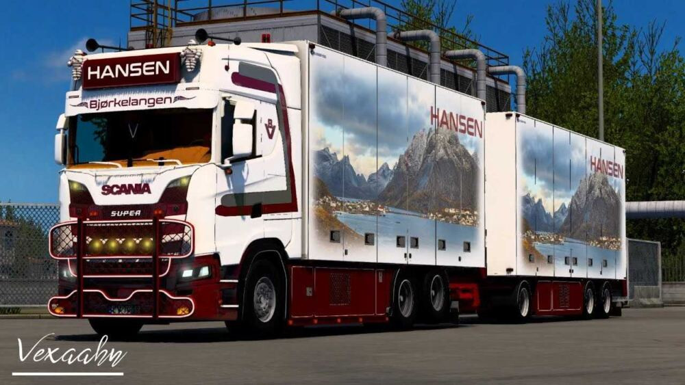Scania S580 Tandem Hansen + Bussbyyg Trailer