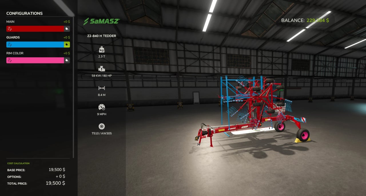 FS25 SaMASZ Z2-840 H Tedding Windrower