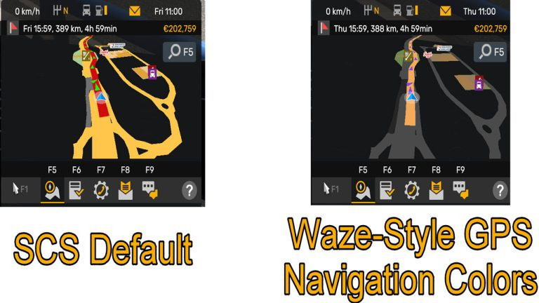 Waze Style GPS Navigation Colors – Realistic Dark Mode