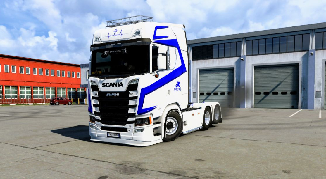 Scania S Adonai skin( Blue,red and grey)
