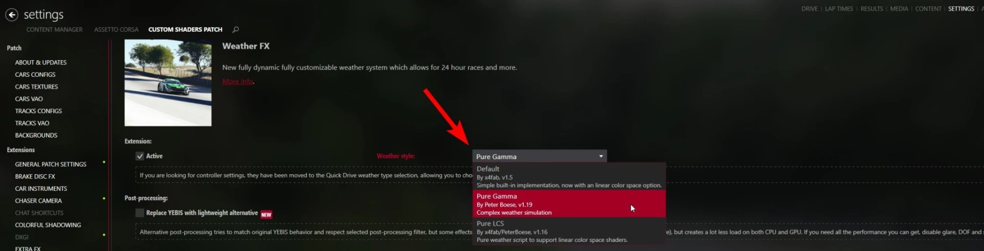 Pure Config Improved Lighting for PURE (Gamma only) 15.32 FINAL - Assetto Corsa