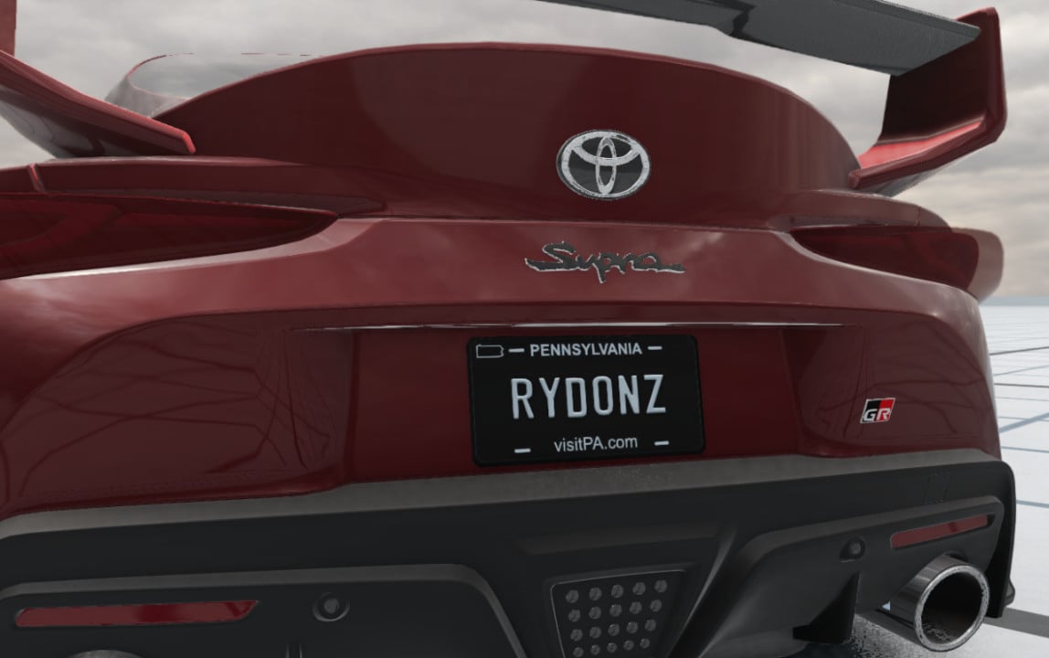 Black Pennsylvania License Plate.