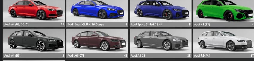 Audi Car Pack 7+ Cars