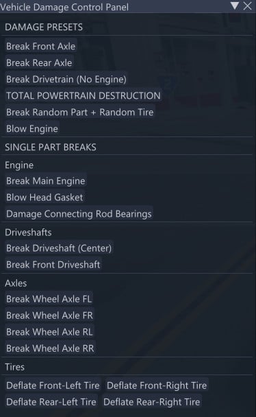 Vehicle Damage Control Pane