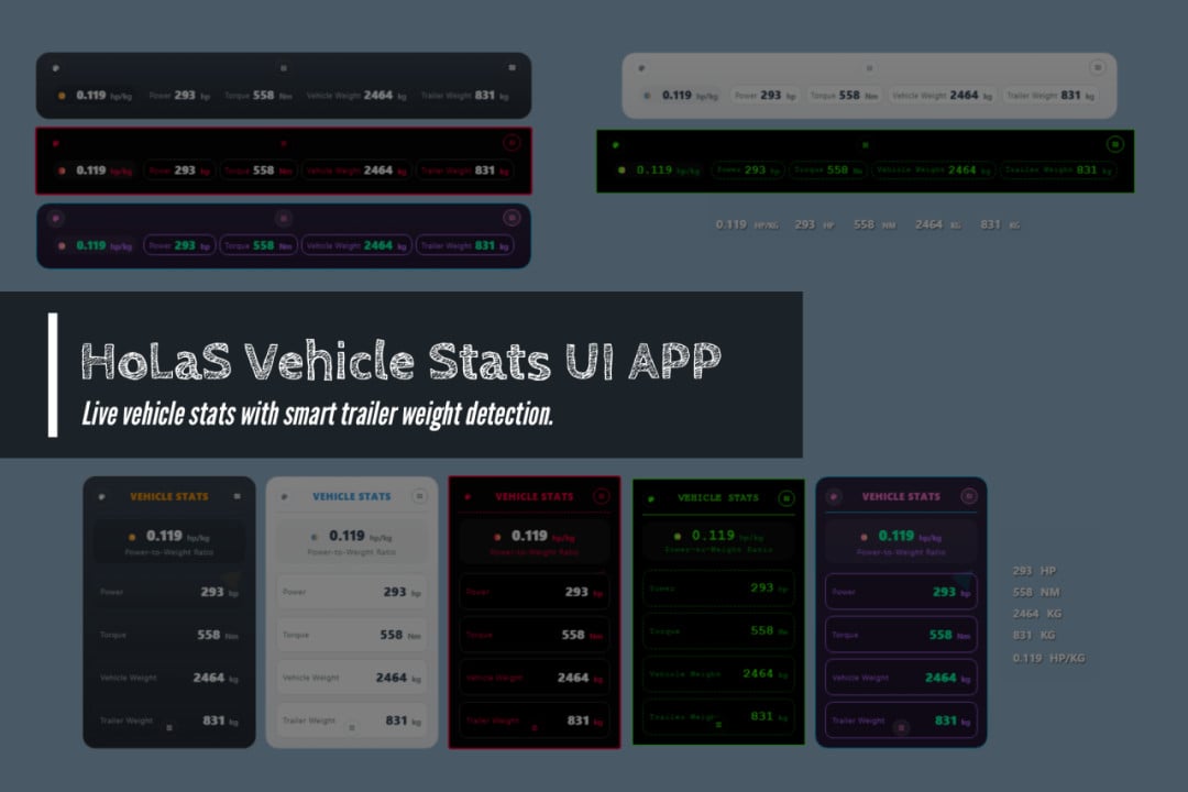 RELEASE | HoLaS Vehicle Stats UI App - Power, Weight & Advanced Trailer Weight System.