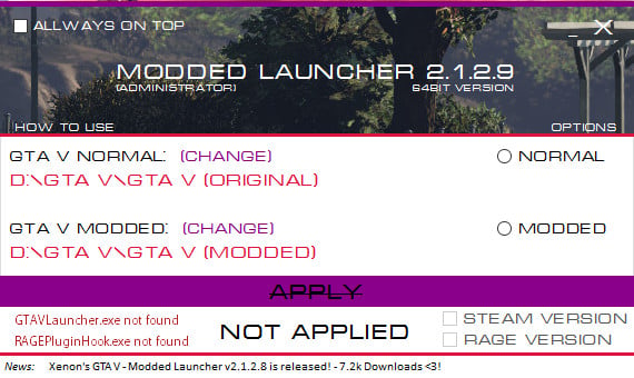 GTA V - Modded Launcher (Only Retail)