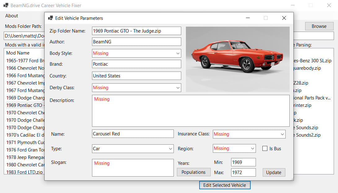 BeamNG.drive Career Vehicle Fixer