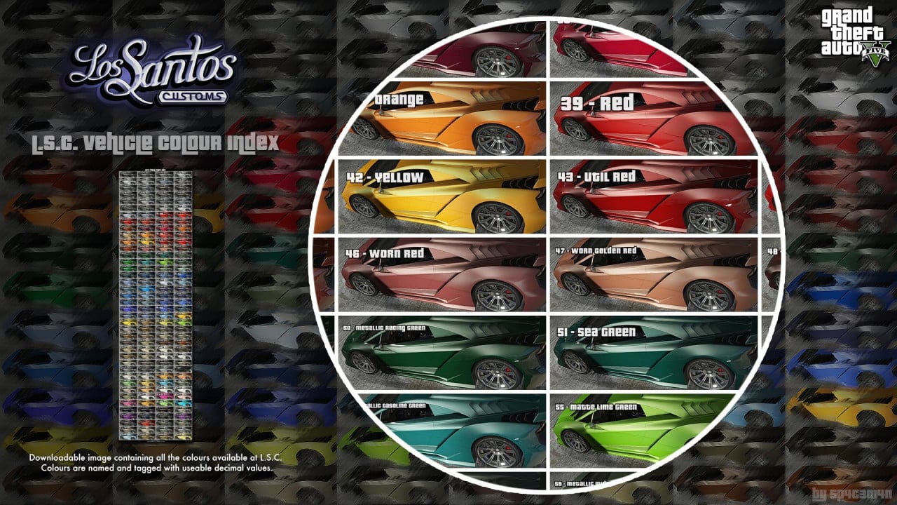 LSC Vehicle Colours Index