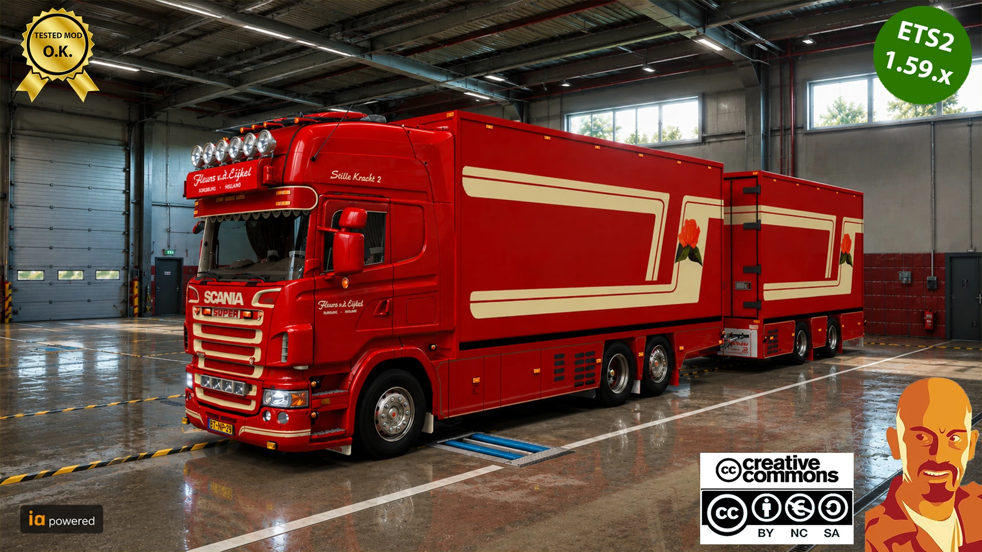 SCANIA R620 FLEURS TANDEM + TRAILER ETS2 1.59.x 2.0