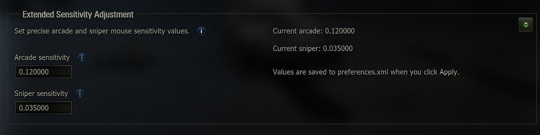 Extended Sensitivity Control