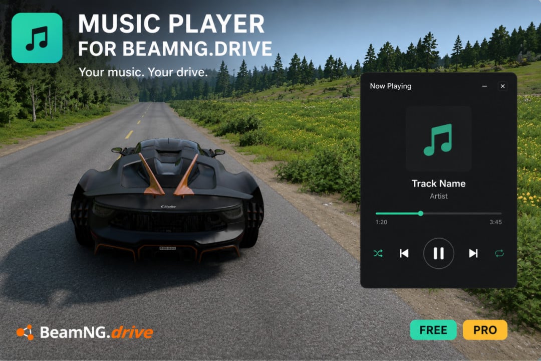 BeamPlayer - in-game music/video player for BeamNG.drive