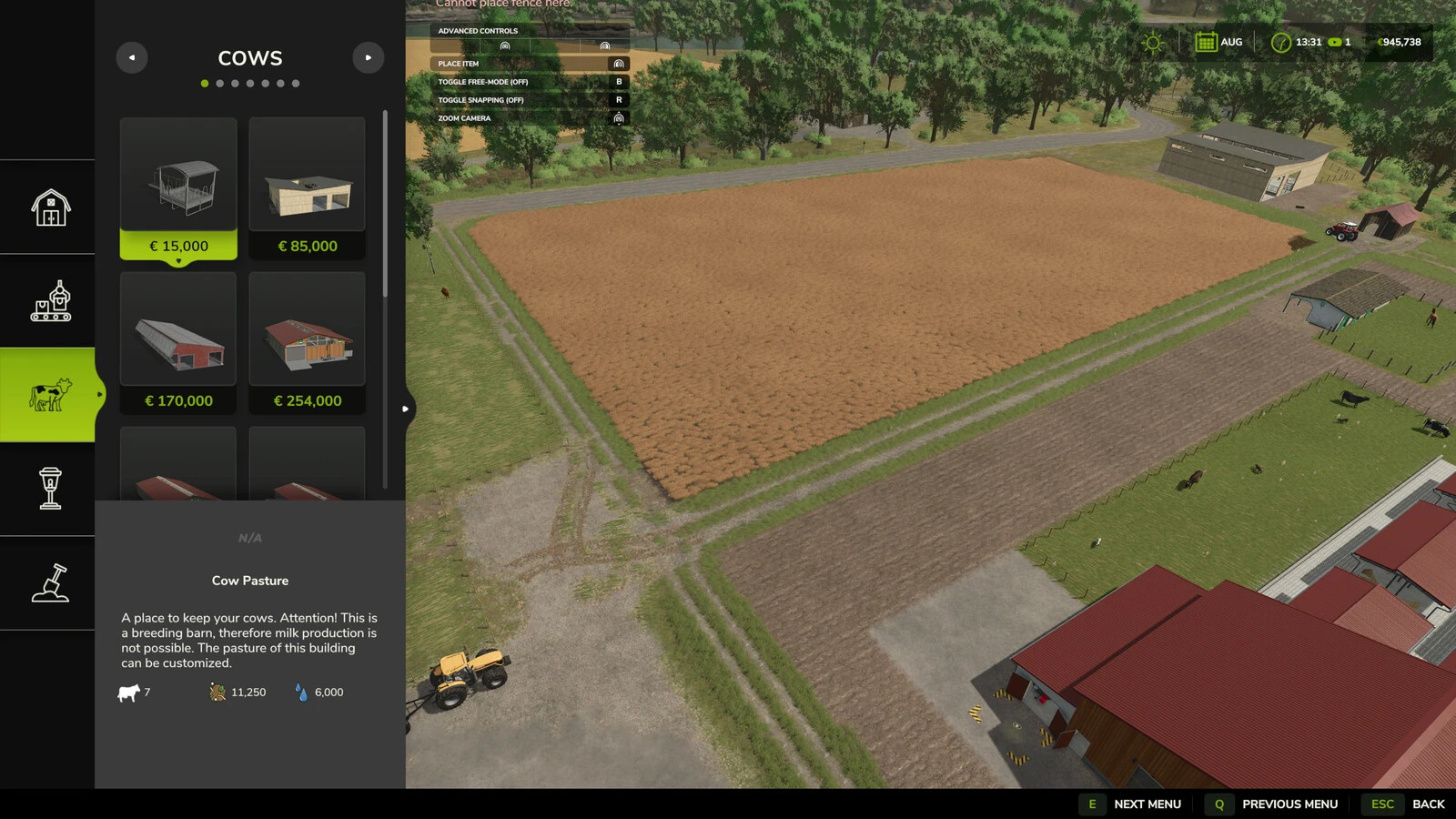 Build Menu: Husbandry Storage Info 1.0