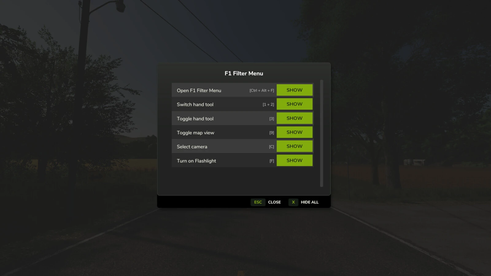F1 Filter Menu 1.0