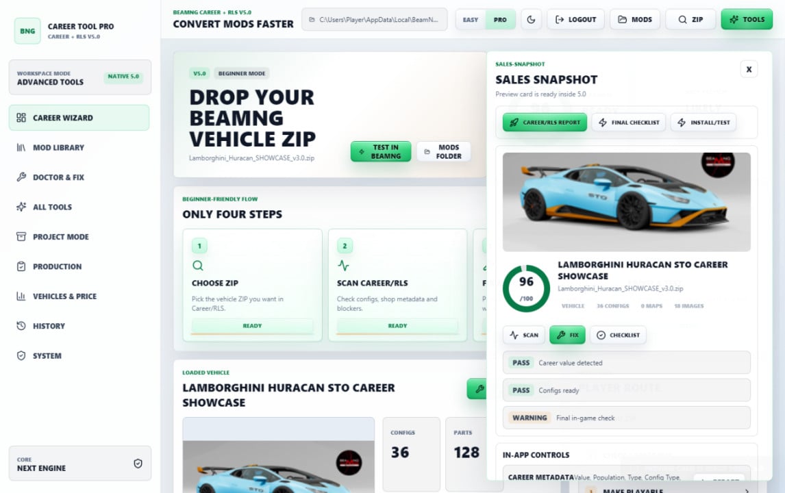 BeamNG Career Tool - Advanced Modding Automation (V1.8.2.9.2)