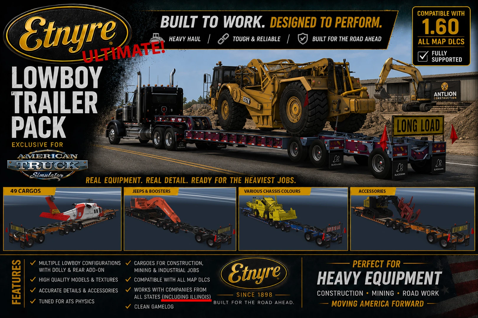 ETNYRE ULTIMATE LOWBOY TRAILERS PACK ATS 1.59-1.60.x (EXCLUSIVE MOD) 1.0