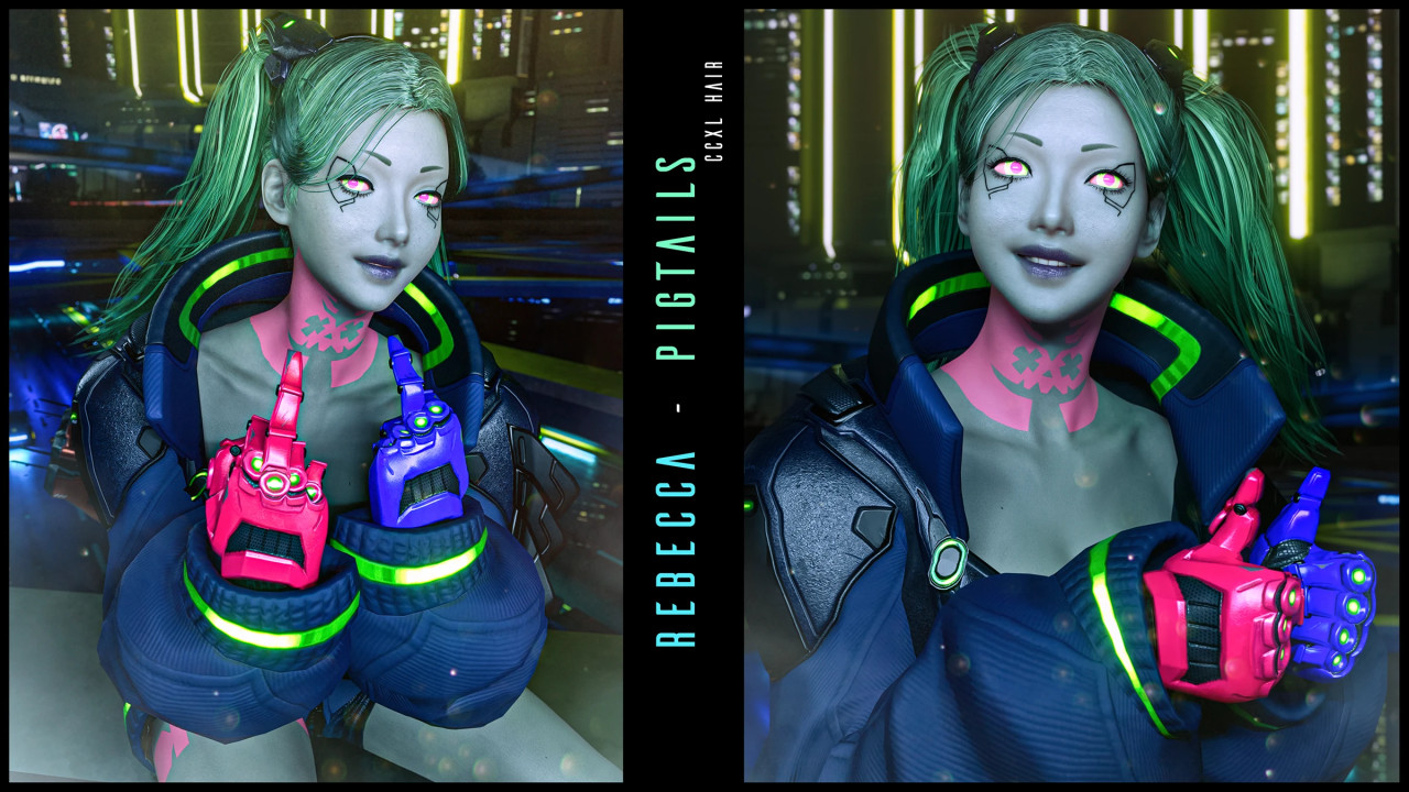 Rebecca - Edgerunners - Pigtails - CCXL Hair