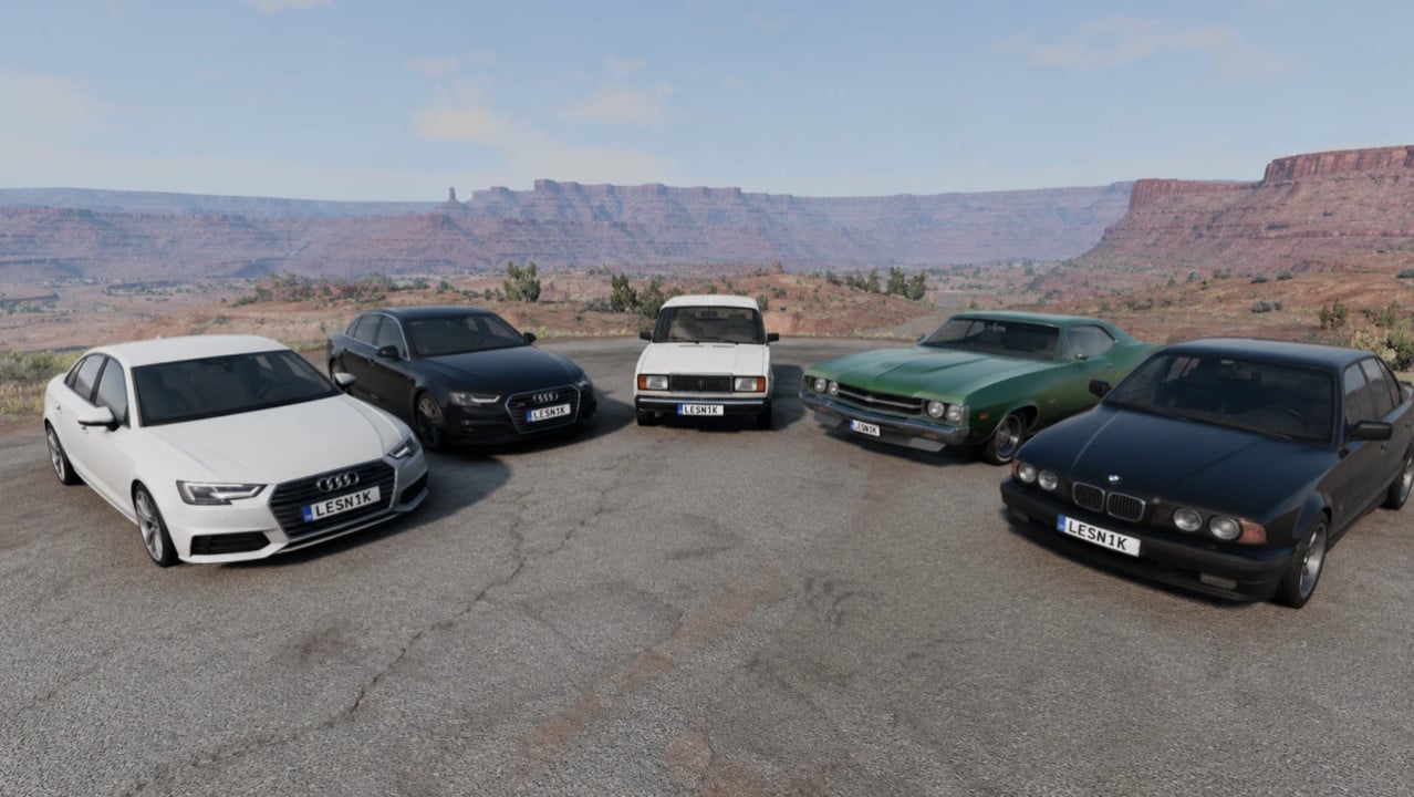 BeamNG.drive Vehicle Pack – Audi A4 B9, Audi A6, BMW E34, VAZ 2107 & Ford Gran Torino