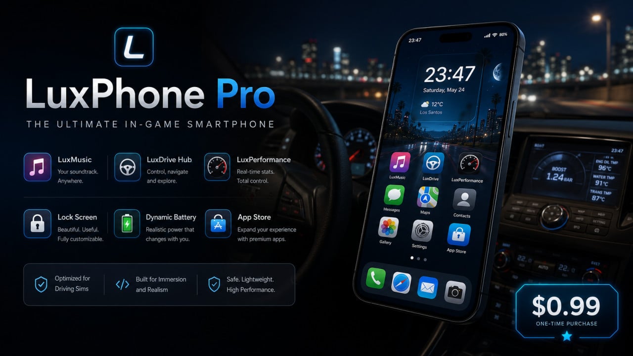 LuxPhone Pro — Interactive Smartphone for BeamNG.drive [PAID]
