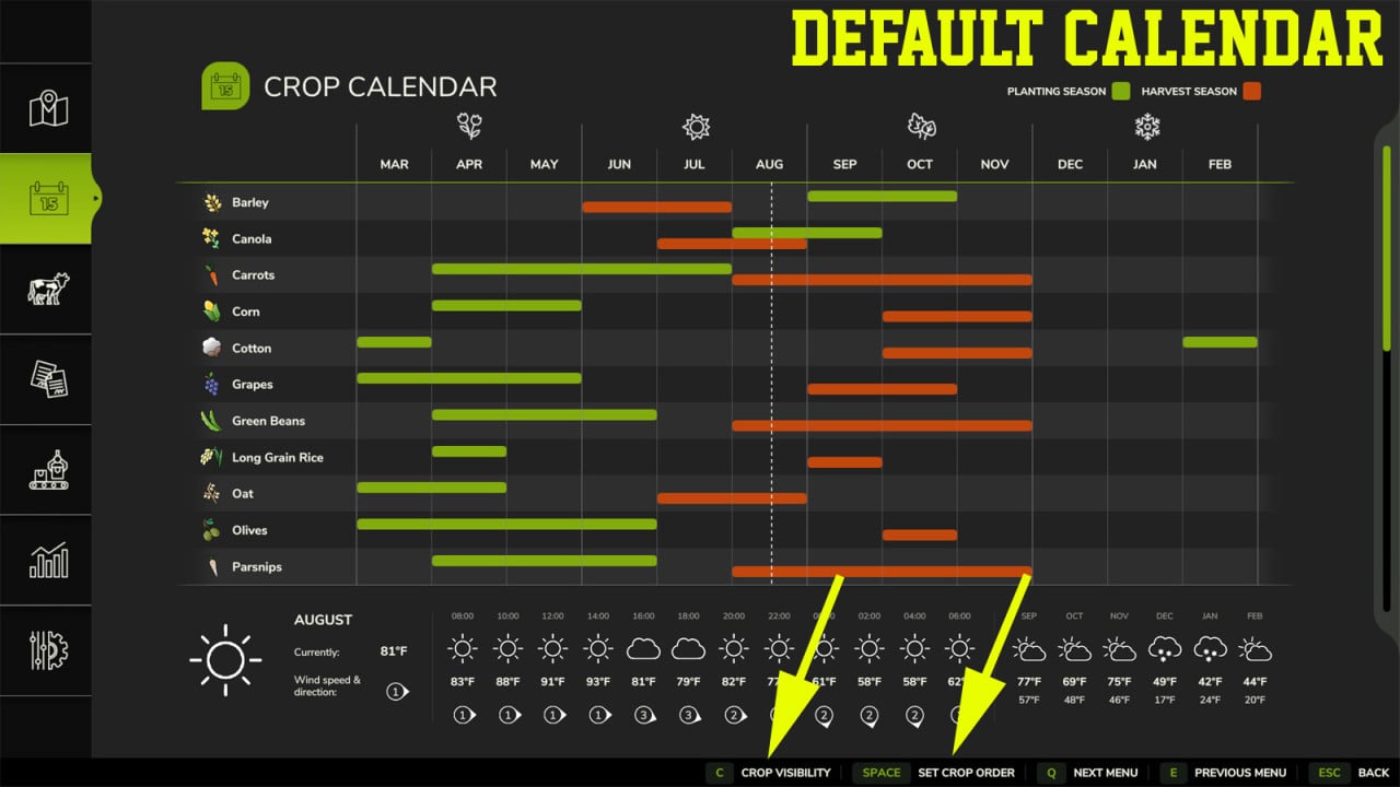 Crop Calendar Filter