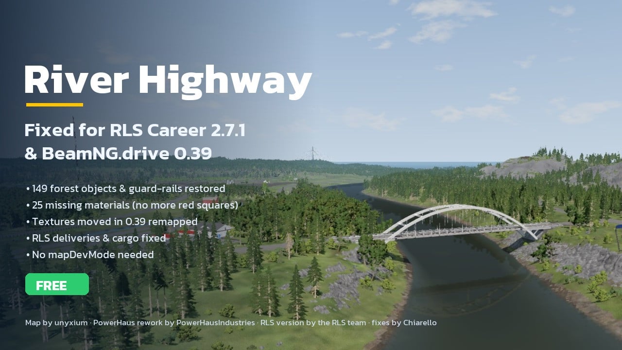 River Highway for RLS Career - fixed for BeamNG.drive 0.39 (RLS 2.7.1)