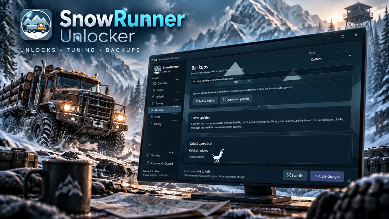 SnowRunner Unlocker  Trucks, Upgrades, Money & Levels