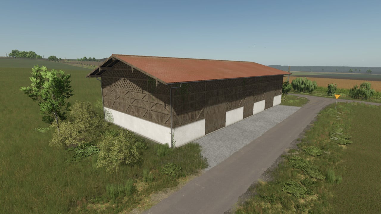 Old Wooden Bavarian Hall With Hayloft