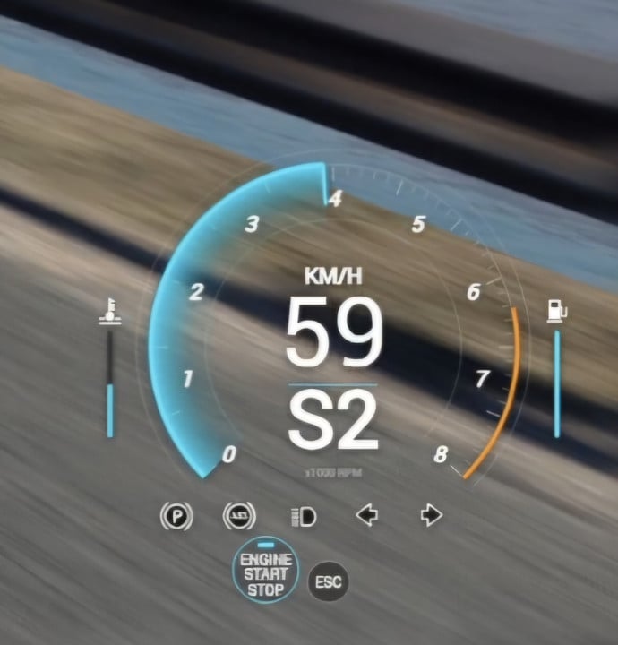 New car menu and speedometers