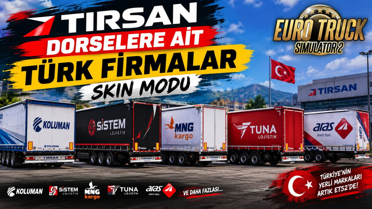 Tırsan Turkish Company Trailer Skin Mod + AI Traffic