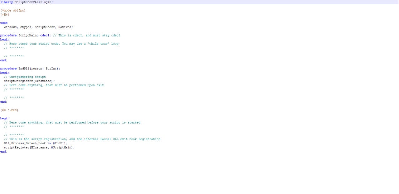ScriptHookV SDK for Pascal