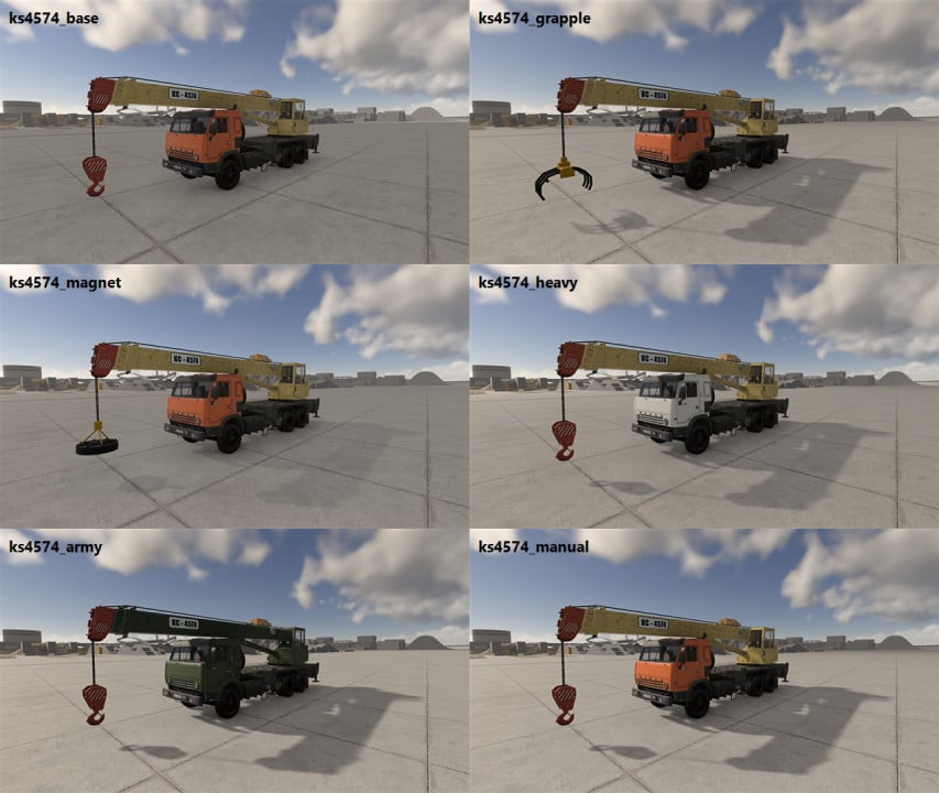 KS-4574 Mobile Crane for BeamNG.drive - working boom, hook, grapple and magnet