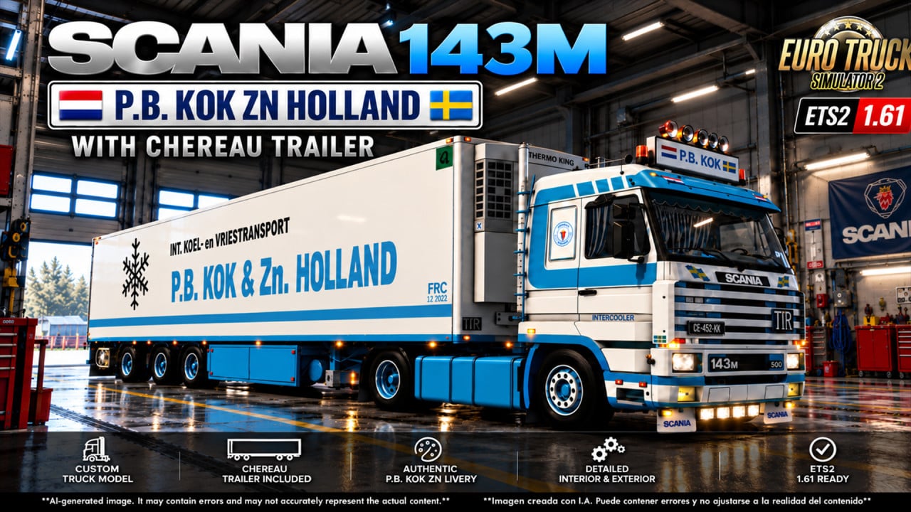 SCANIA 143M V8 500 P.B. KOK v2.0 ETS2 1.60-1.61.x