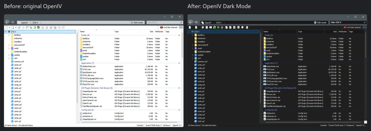 OpenIV Dark Mode (unofficial)